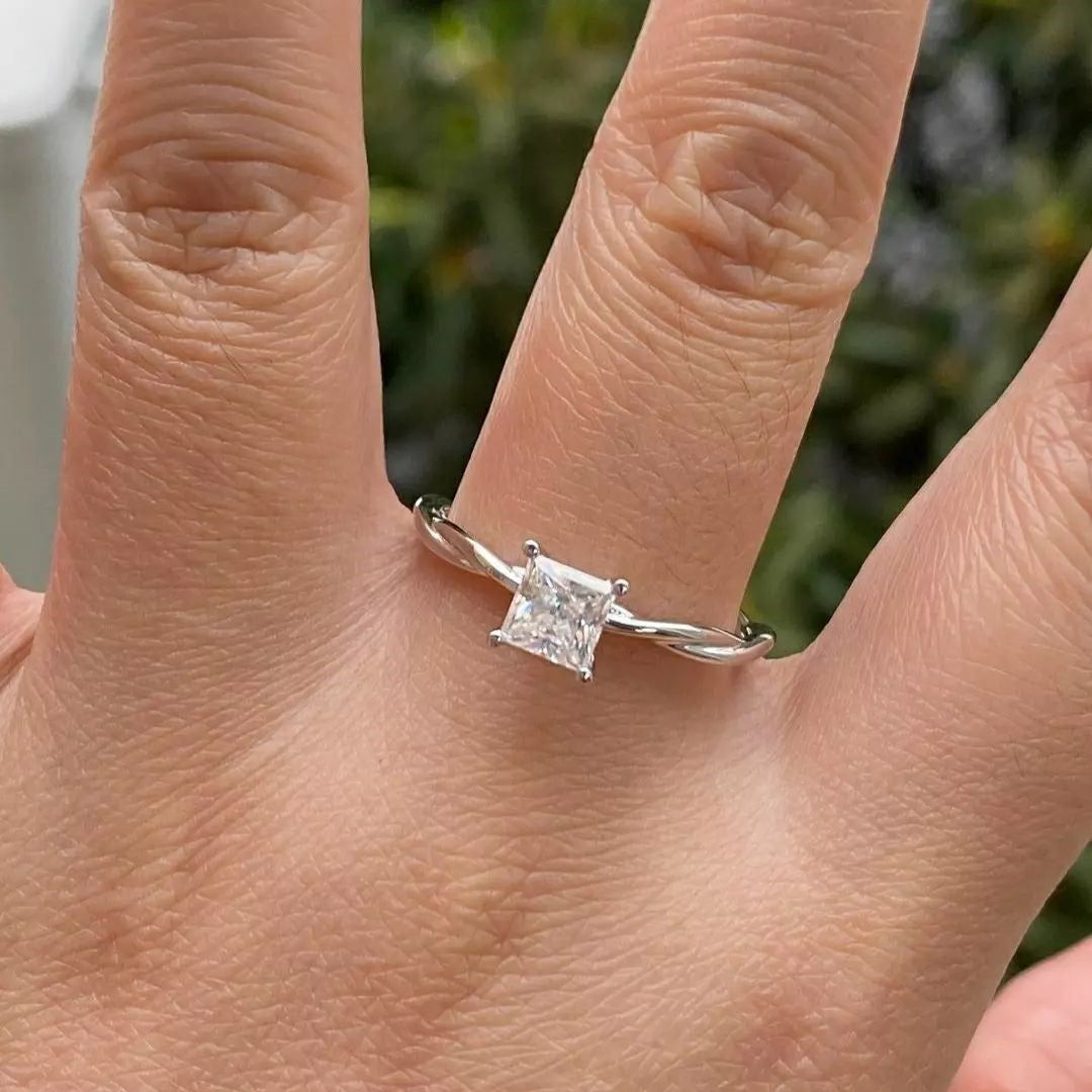 2.55Ct White Princess Cut Solitaire Ring | Daily Wear Ring | Classic Ring | Handmade Ring