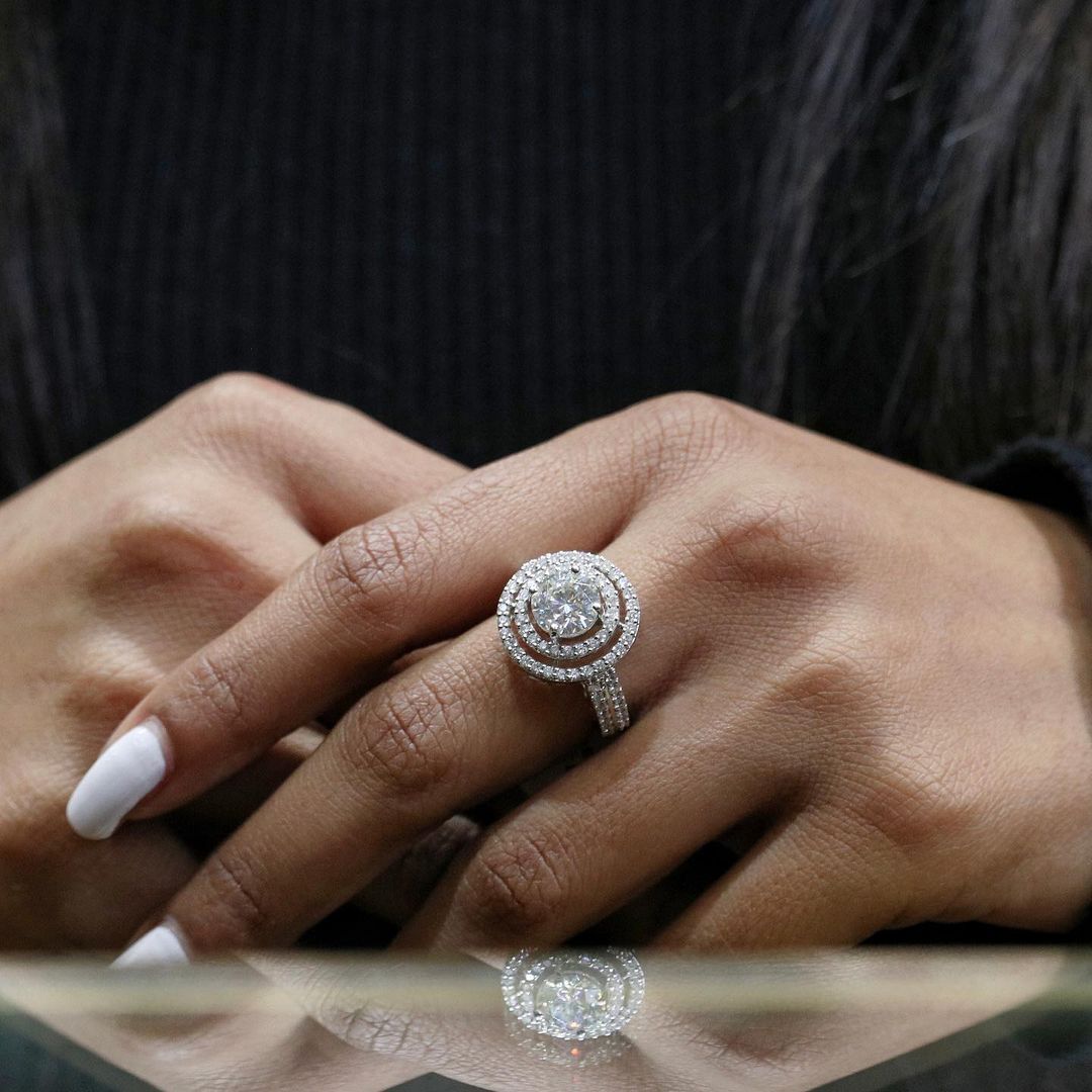 2.70Ct White Round Cut Double Halo Ring | Wedding Ring For Bridal | Fashion Jewelry