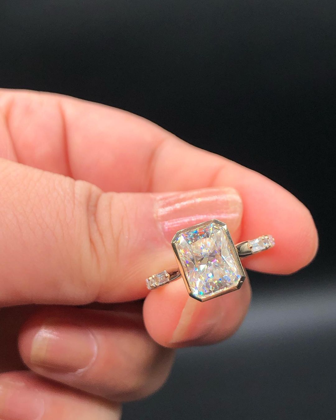 3.30Ct White Radiant Cut Bezel Ring | Party Wear Ring | Surprise Gift Ring For Women