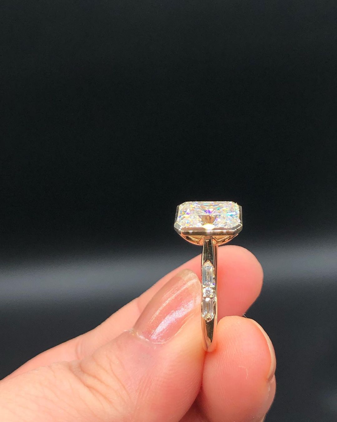 3.30Ct White Radiant Cut Bezel Ring | Party Wear Ring | Surprise Gift Ring For Women