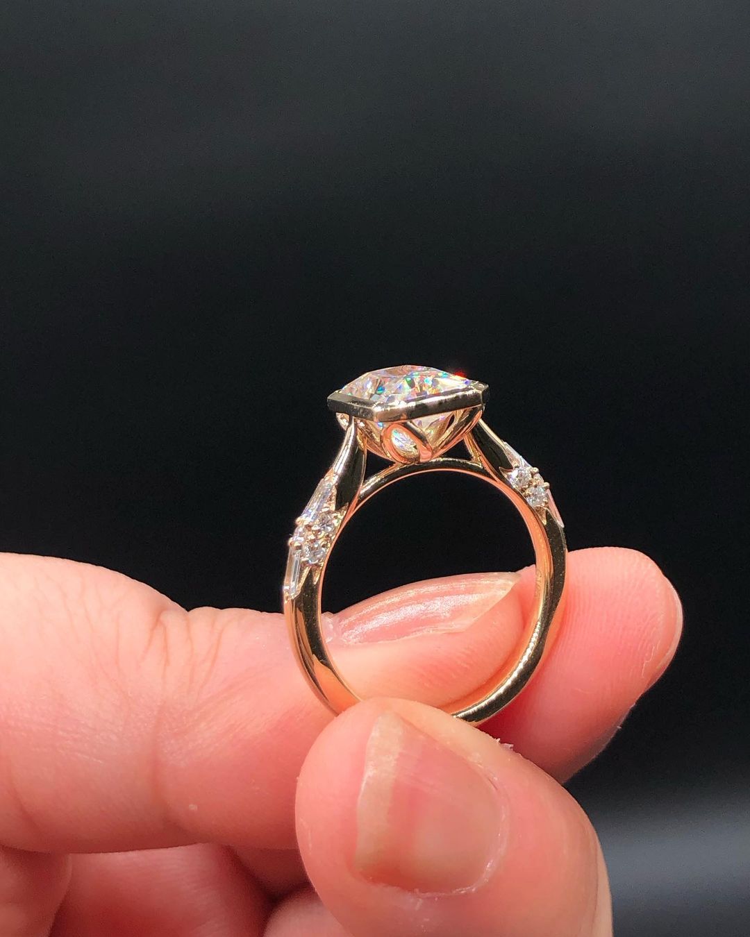 3.30Ct White Radiant Cut Bezel Ring | Party Wear Ring | Surprise Gift Ring For Women