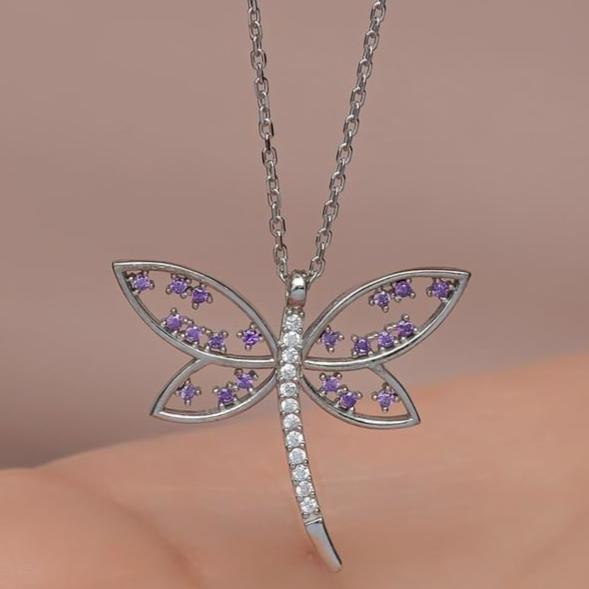 Dragonfly Shape 1.70Ct White Round Cut Prong Pendant | Unique Pendant | Women Jewelry | Everyday Wear Pendant