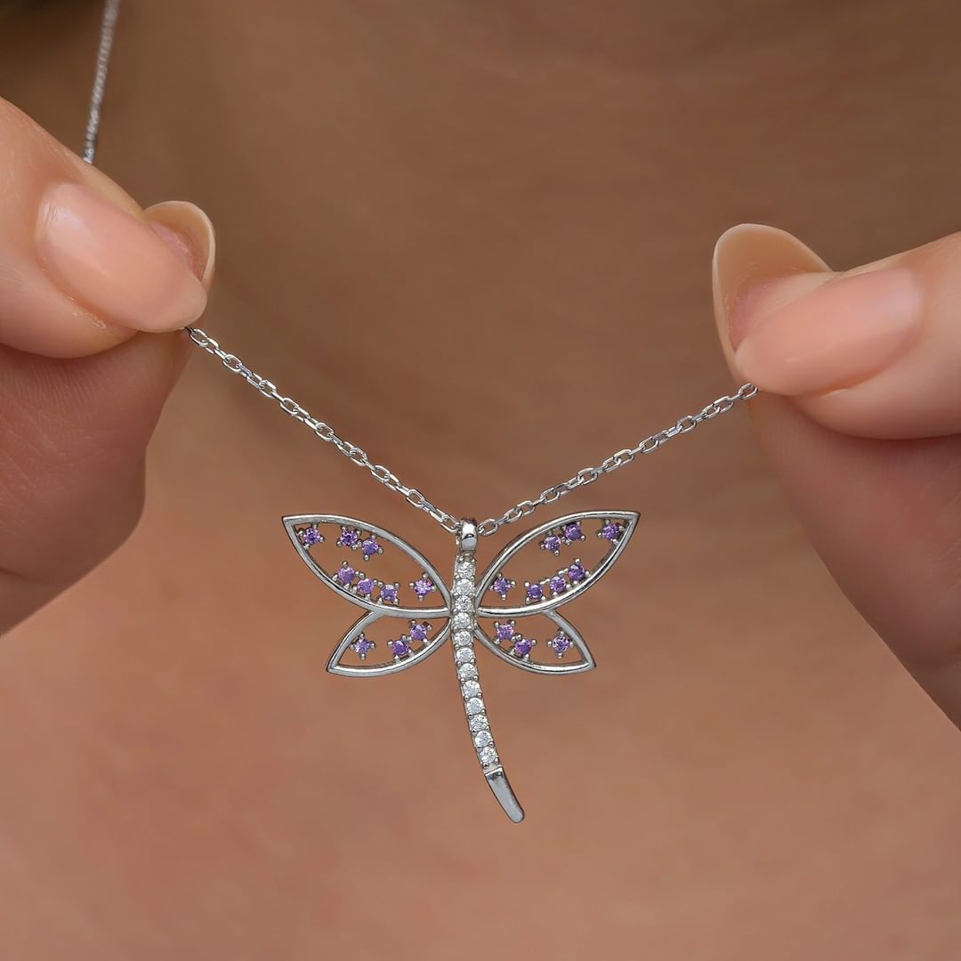 Dragonfly Shape 1.70Ct White Round Cut Prong Pendant | Unique Pendant | Women Jewelry | Everyday Wear Pendant