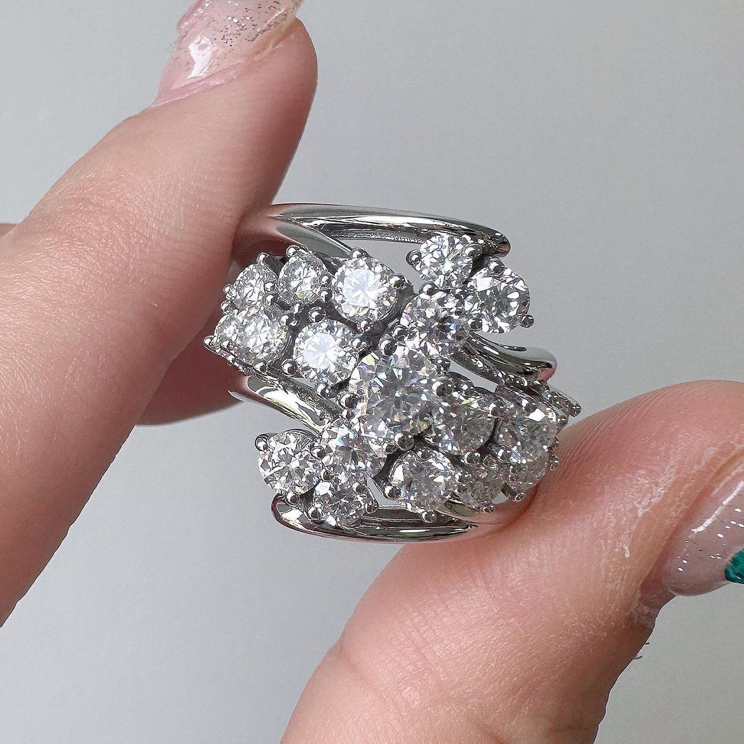 3.50Ct White Round Cut Cluster Ring | Party Wear Ring For Women | Customize Ring For Her | Fancy Ring