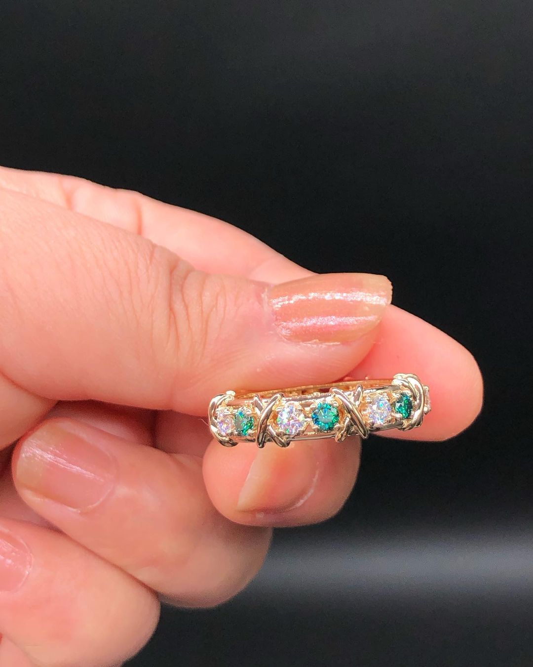 2.77Ct White And Green Round Cut Full Eternity Band Ring | Daily Wear Band Ring For Women | Classic Band Ring