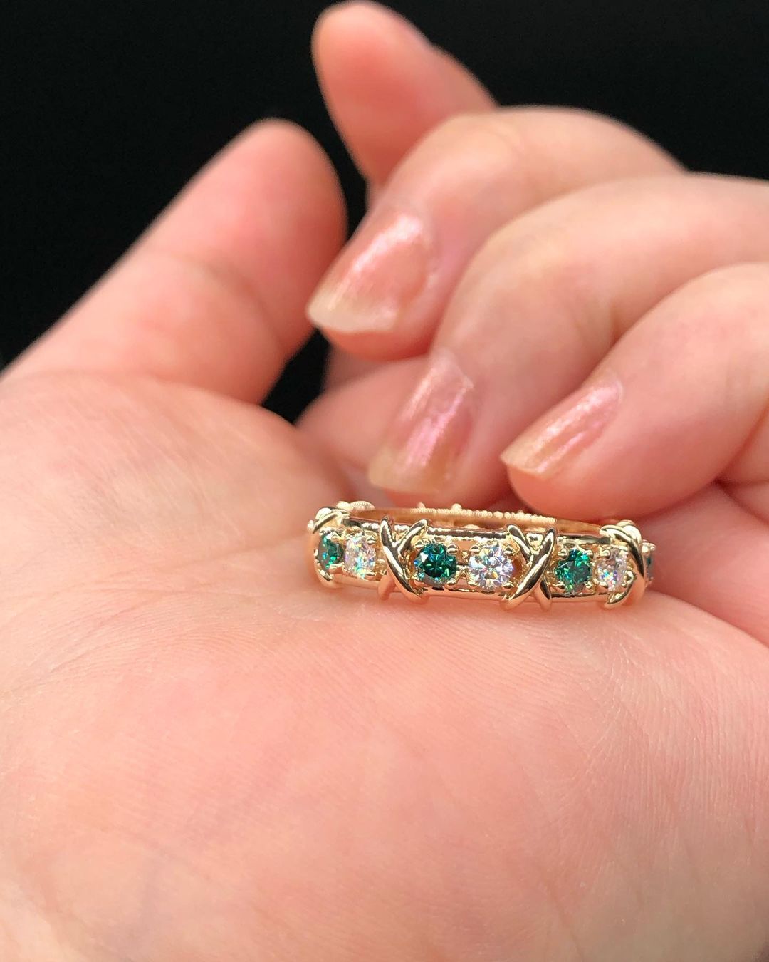 2.77Ct White And Green Round Cut Full Eternity Band Ring | Daily Wear Band Ring For Women | Classic Band Ring