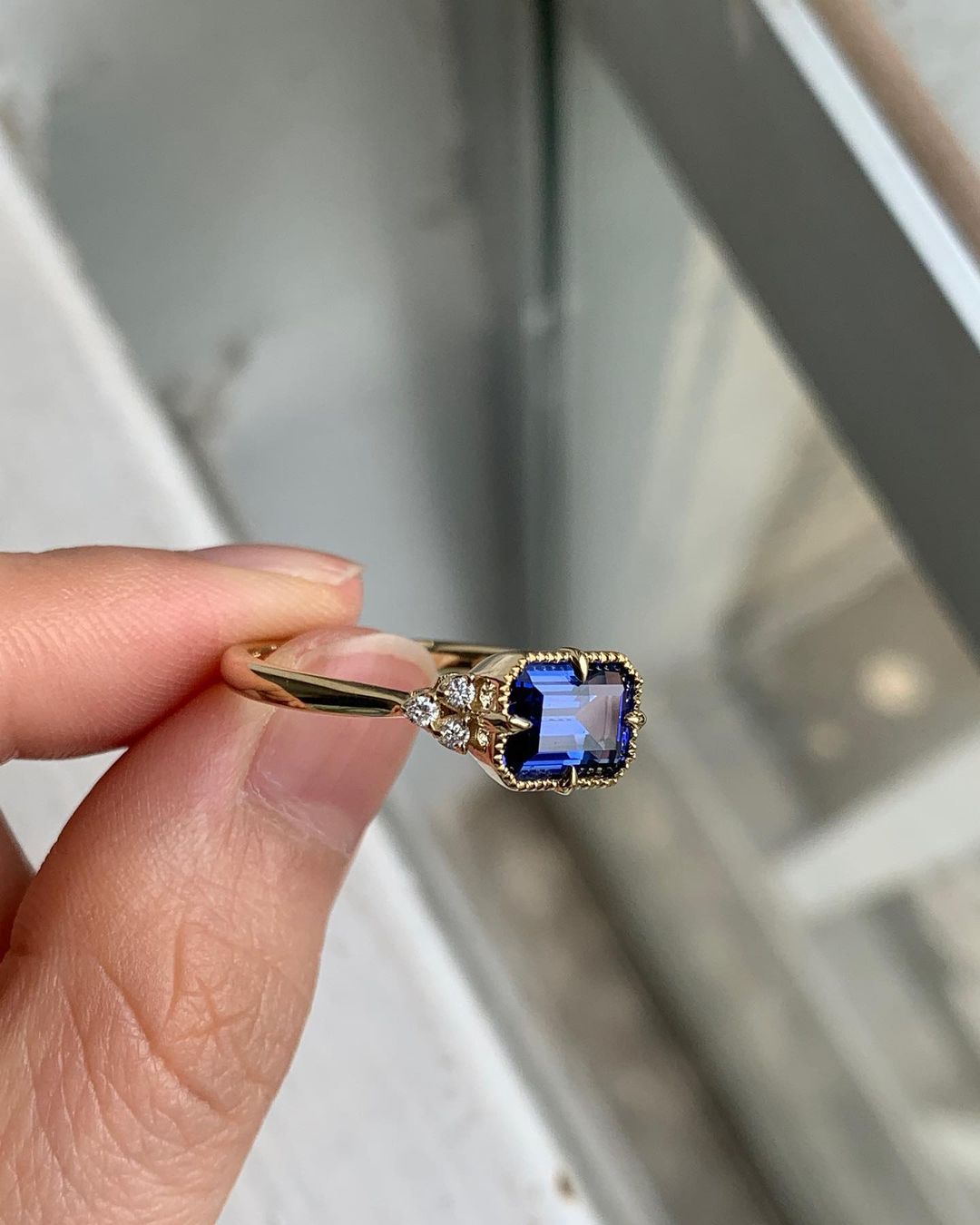 2.60Ct Blue Emerald Cut Solitaire Ring | Proposal Ring | Anniversary Gift Ring For Women