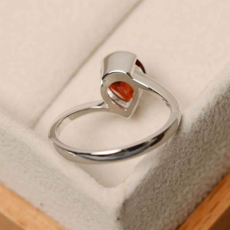 2.6Ct Red Pear Cut Tension Ring | Promise Ring For Wife | Thank You Gift Ring | Delicate Solo Diamond Ring