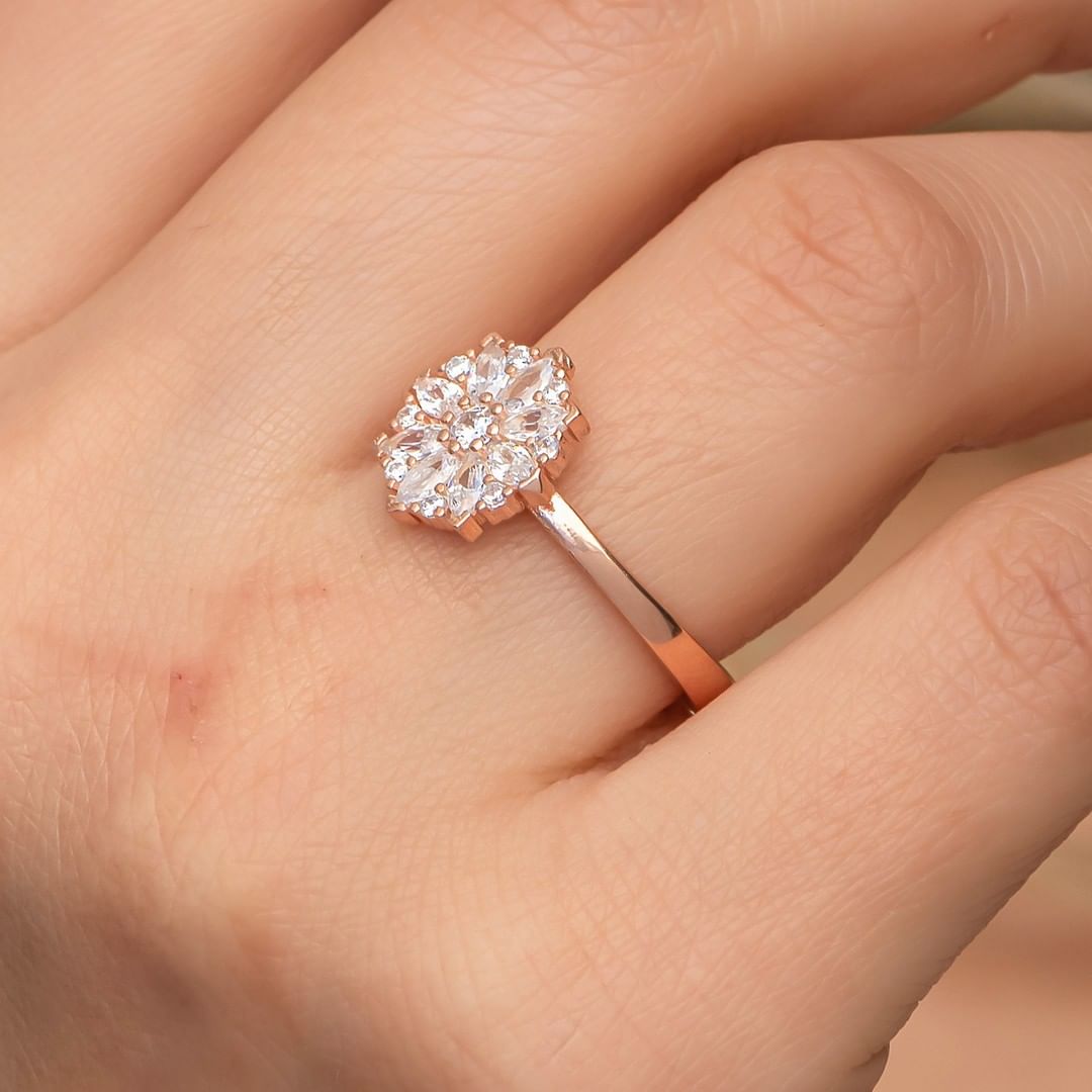 1.6Ct White Round Cut Solitaire Ring | Flower Ring For Women | Everyday Jewelry | Bride To Be