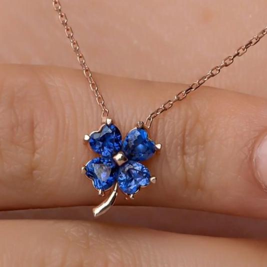 Flower Shape 2.88Ct Blue Heart Cut Prong Pendant | Birthday Gift Pendant For Her | Women Jewelry | Timeless Design