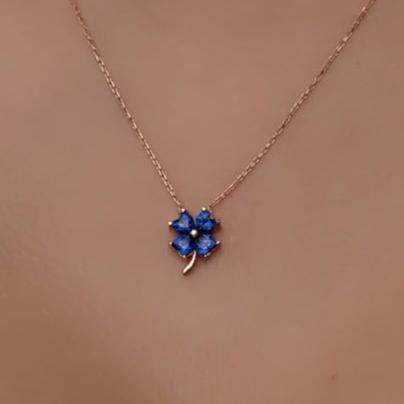 Flower Shape 2.88Ct Blue Heart Cut Prong Pendant | Birthday Gift Pendant For Her | Women Jewelry | Timeless Design