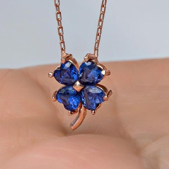 Flower Shape 2.88Ct Blue Heart Cut Prong Pendant | Birthday Gift Pendant For Her | Women Jewelry | Timeless Design