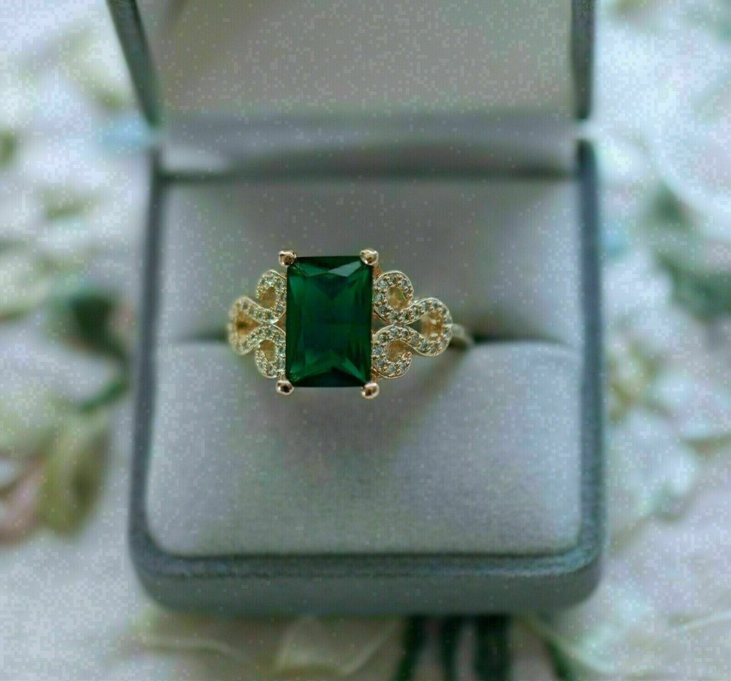 3.20Ct Green Emerald Cut Solitaire Ring | Delicate Ring For Women | Wedding Ring For Bridal