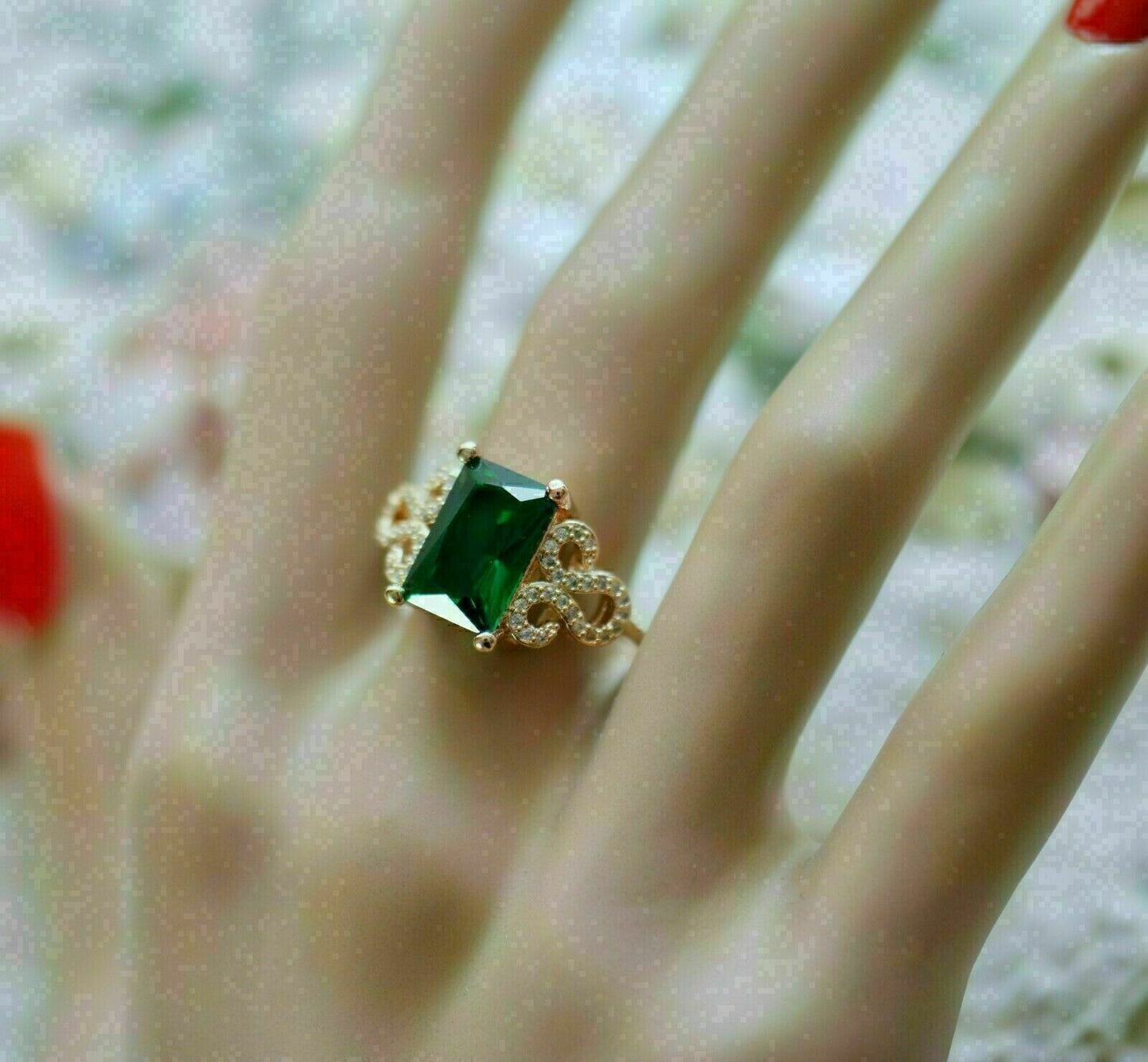 3.20Ct Green Emerald Cut Solitaire Ring | Delicate Ring For Women | Wedding Ring For Bridal