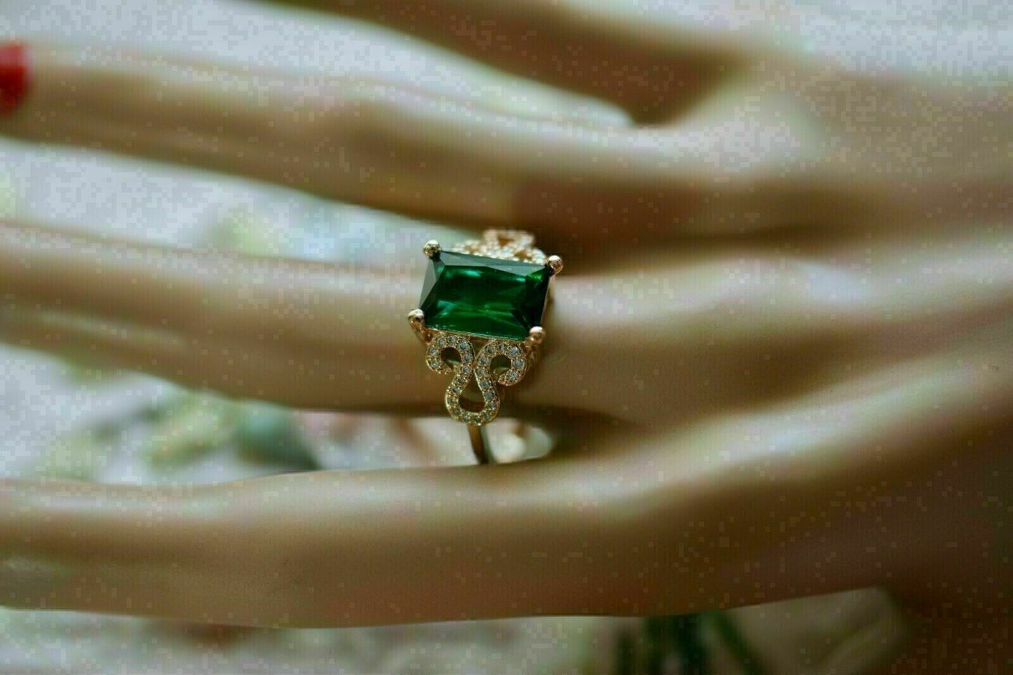 3.20Ct Green Emerald Cut Solitaire Ring | Delicate Ring For Women | Wedding Ring For Bridal