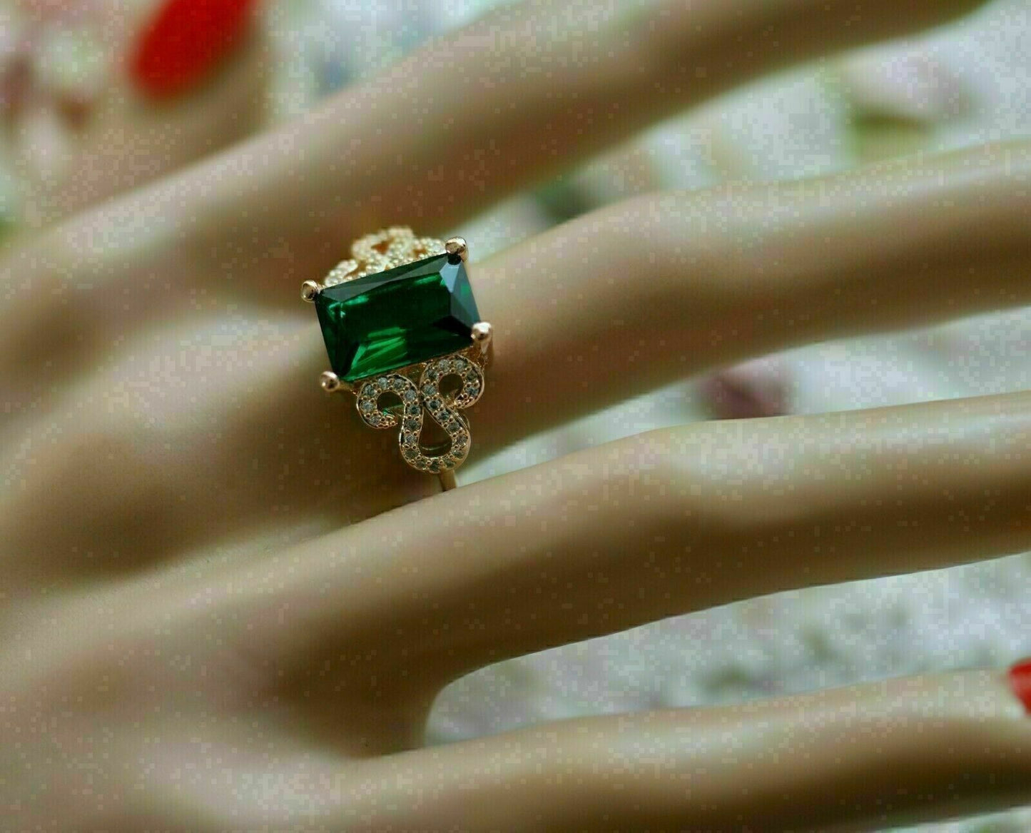 3.20Ct Green Emerald Cut Solitaire Ring | Delicate Ring For Women | Wedding Ring For Bridal