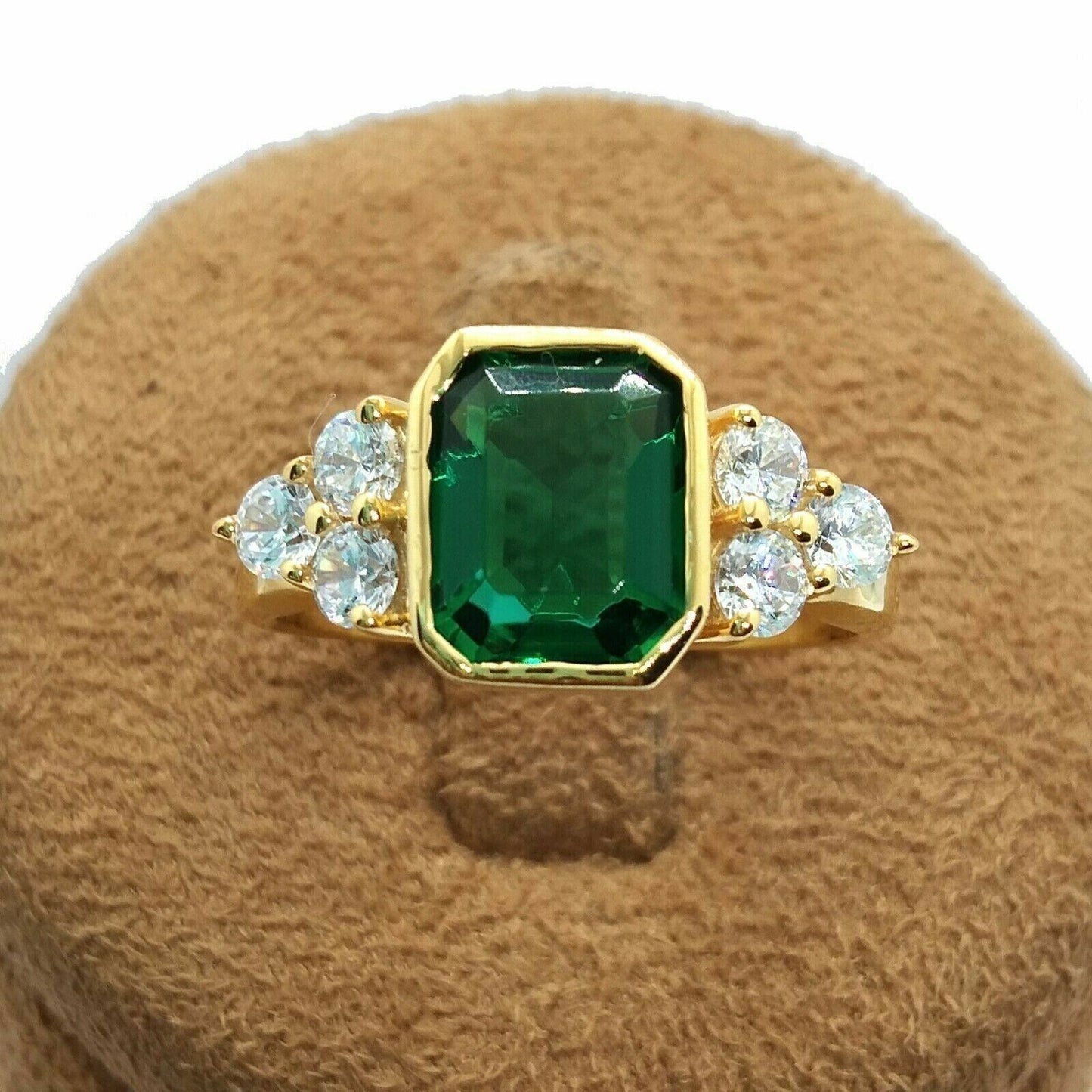 2.80Ct Green Emerald Cut Bezel Ring | Wedding Ring For Bridal | Surprise Gift Ring For Women