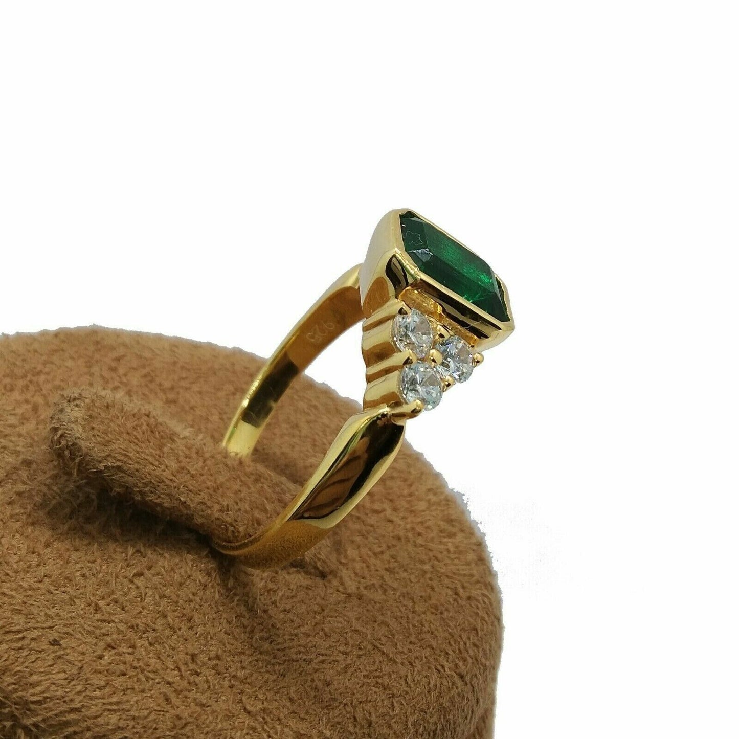 2.80Ct Green Emerald Cut Bezel Ring | Wedding Ring For Bridal | Surprise Gift Ring For Women