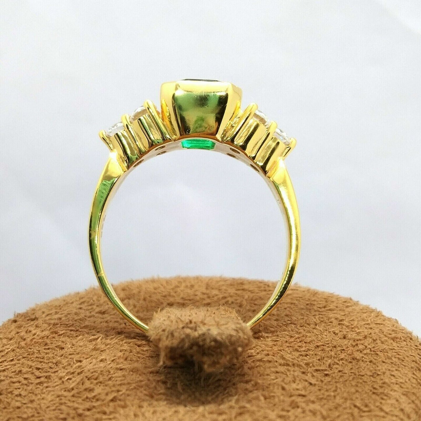 2.80Ct Green Emerald Cut Bezel Ring | Wedding Ring For Bridal | Surprise Gift Ring For Women