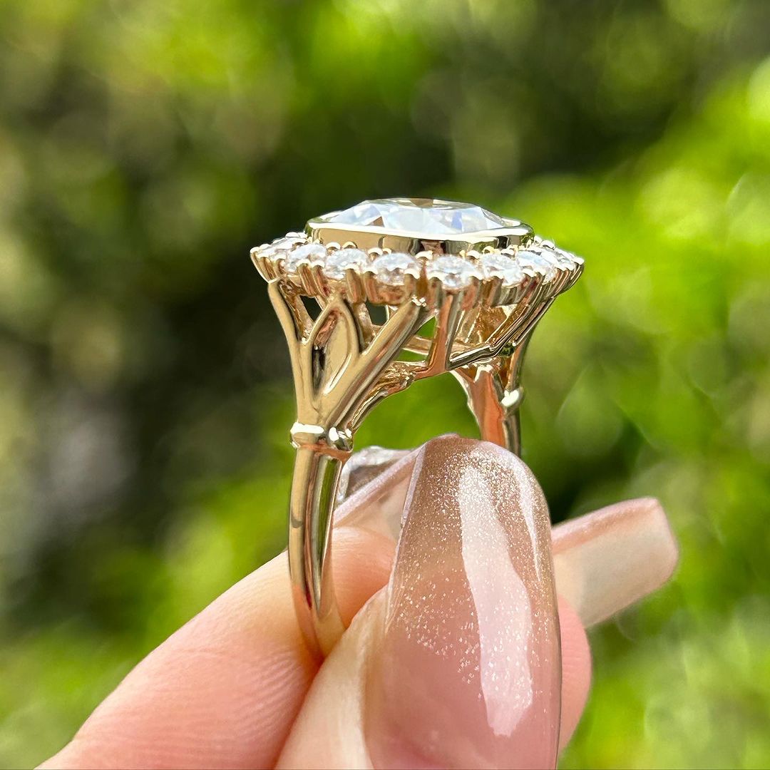 3.50Ct White Cushion Cut Bezel With Halo Ring | Party Wear Ring For Her | Fashion Jewelry
