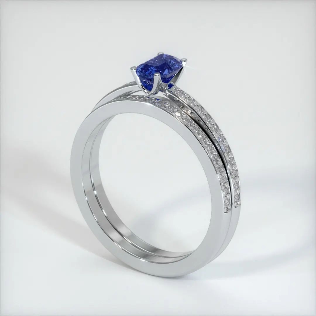 2.6Ct Blue Emerald Cut Solitaire Ring Set | Anniversary Gift Ring Set For Wife | Designer Ring Set | Ring For Women