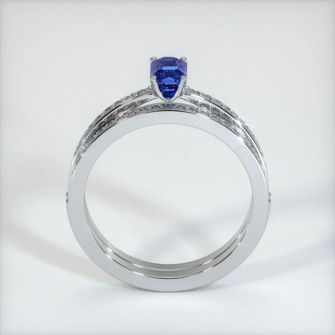 2.6Ct Blue Emerald Cut Solitaire Ring Set | Anniversary Gift Ring Set For Wife | Designer Ring Set | Ring For Women