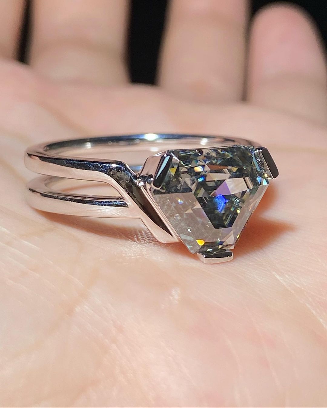 2.98Ct White Shield Cut Solitaire Ring | Fashion Jewelry | Delicate Solo Diamond Ring