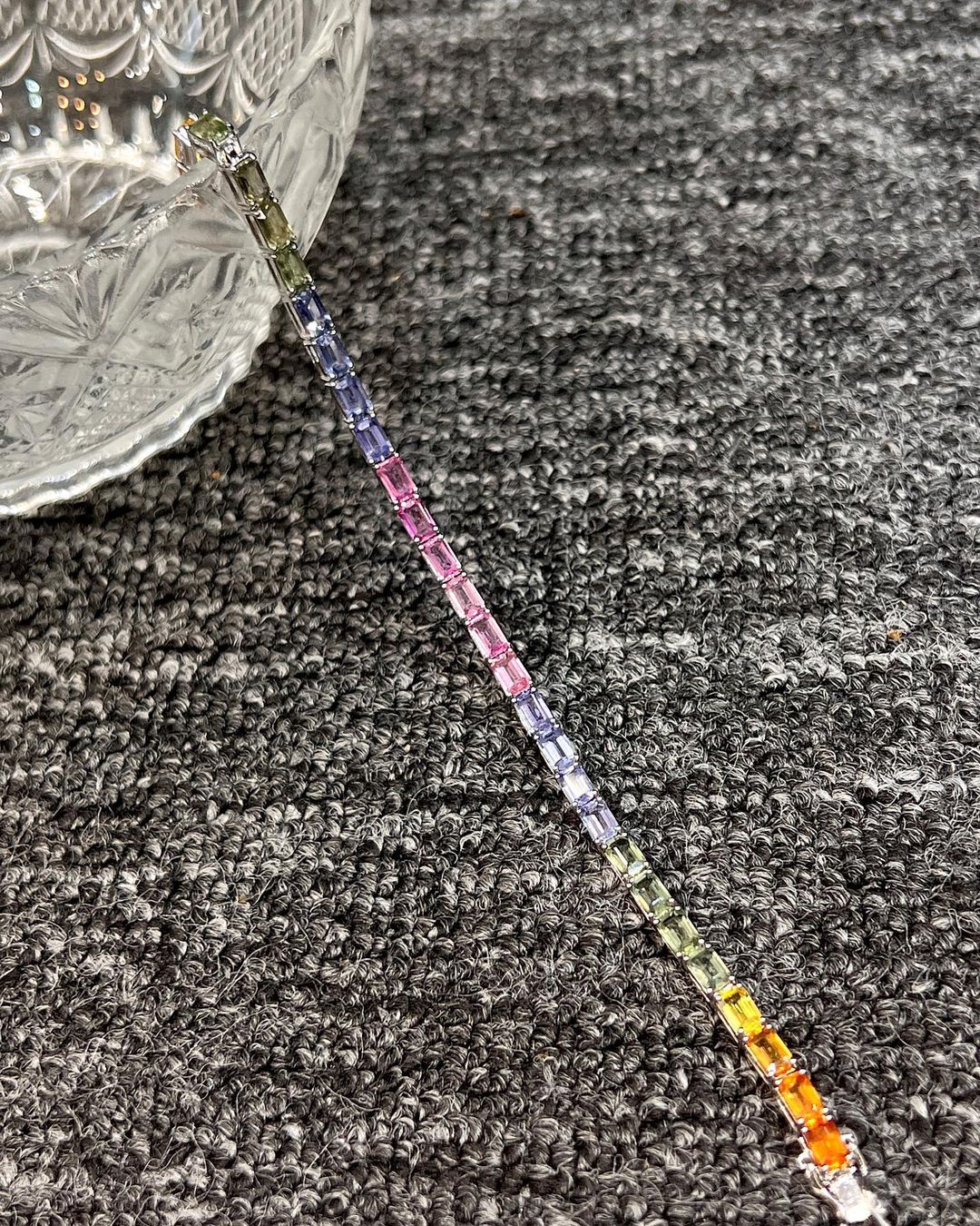 Multi Color Emerald Brilliant Cut Signity Diamond Prong Set Tennis Bracelet For Her | Fashionable Gift For Girlfriend | Bridal Jewelry Gift