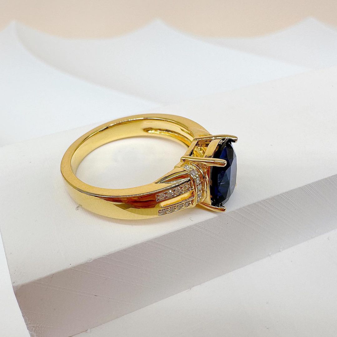 3.20Ct Blue Cushion Cut Solitaire Ring | Engagement Ring For Fiancée | Luxury Jewelry | Birthstone Ring