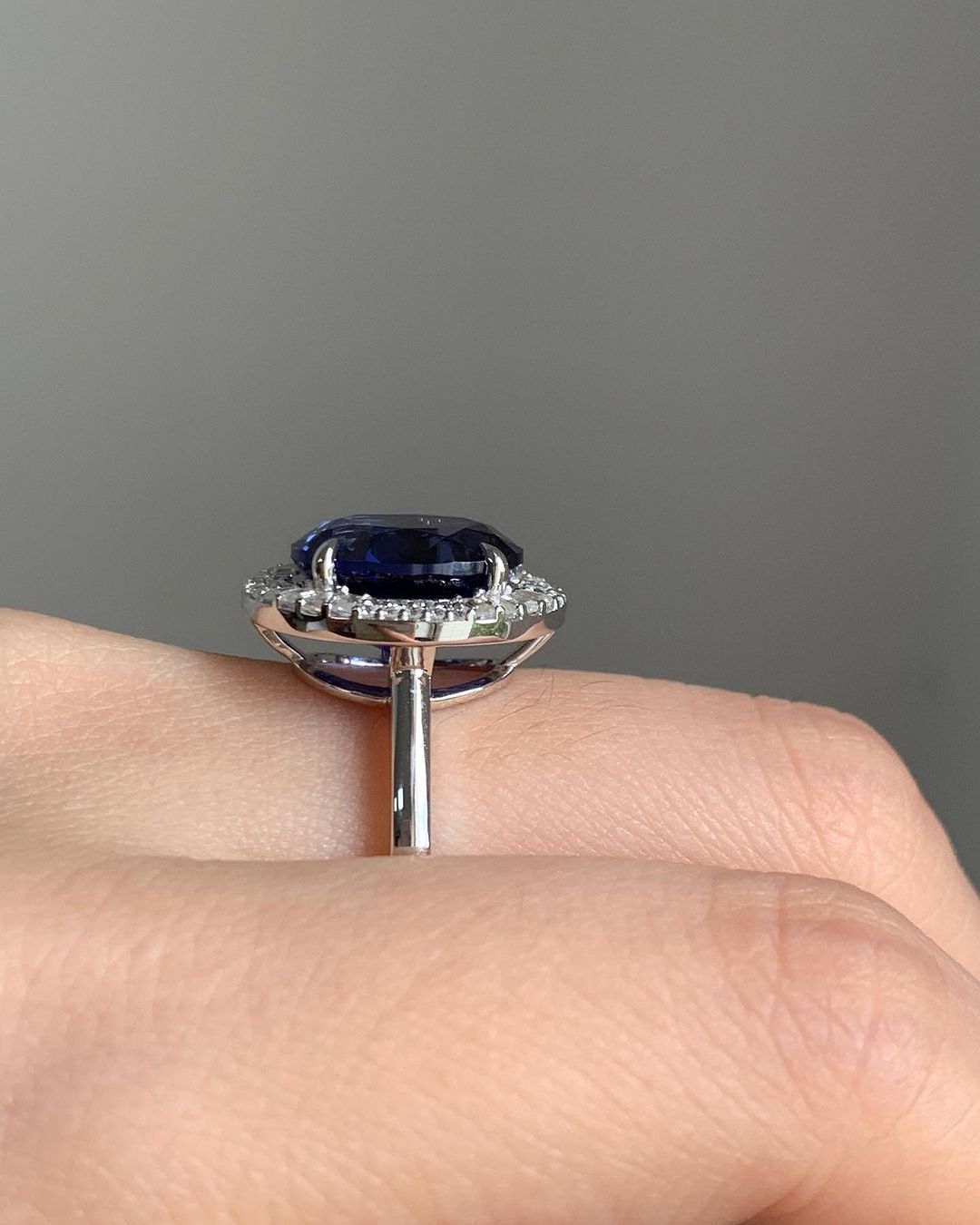 3.30Ct Blue Oval Cut Double Halo Ring | Party Wear Ring | Delicate Ring For Women