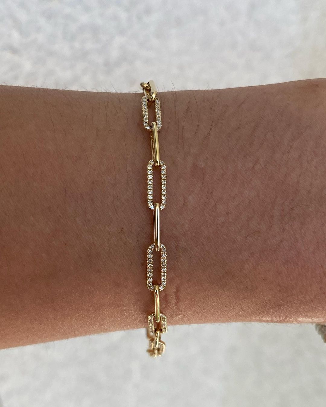 White Round Brilliant Cut Signity Diamond Prong Set Bracelet | Paper Clip Bracelet For Her | Everyday Wear Jewelry For Women