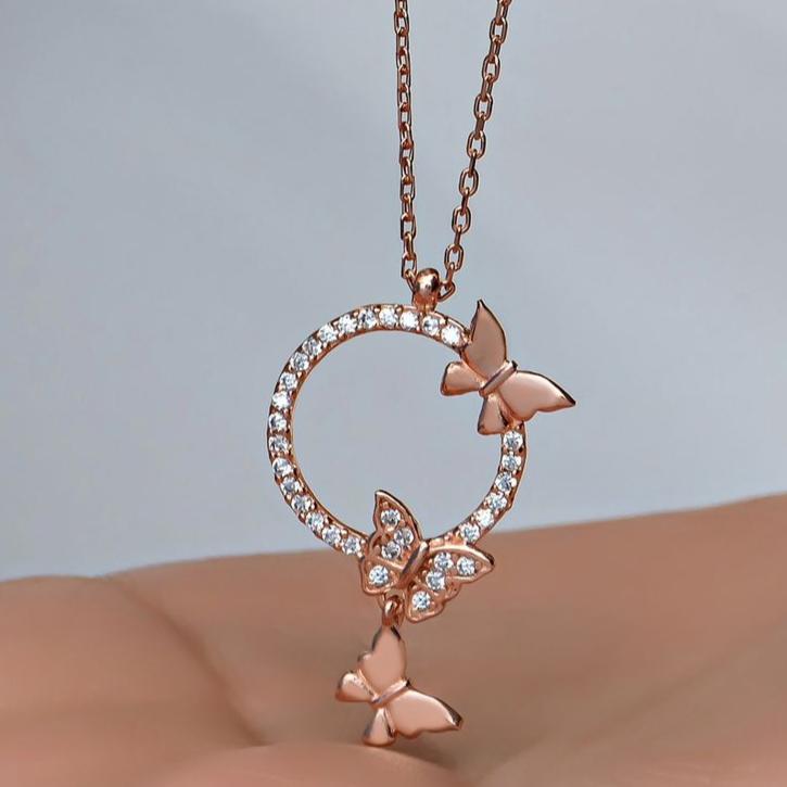 Flying Love Butterflies Shape 2.50Ct White Round Cut Prong Pendant | Surprise Gift Pendant | Thank You Gift Pendant | Everyday Elegance Pendant