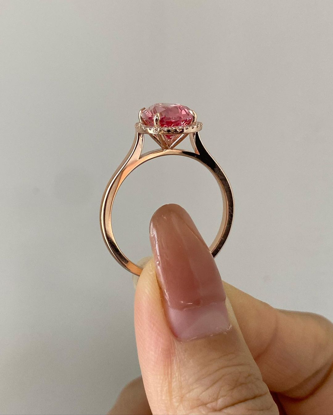 2.98Ct Pink Pear Cut Halo Ring | Engagement Ring For Fiancée | Surprise Gift Ring For Women
