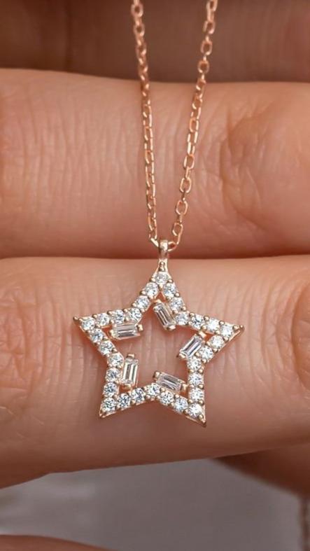 Star Shape 2.50Ct White Round Cut Prong Pendant | Timeless Design | Thank You Gift Pendant | Everyday Wear Pendant