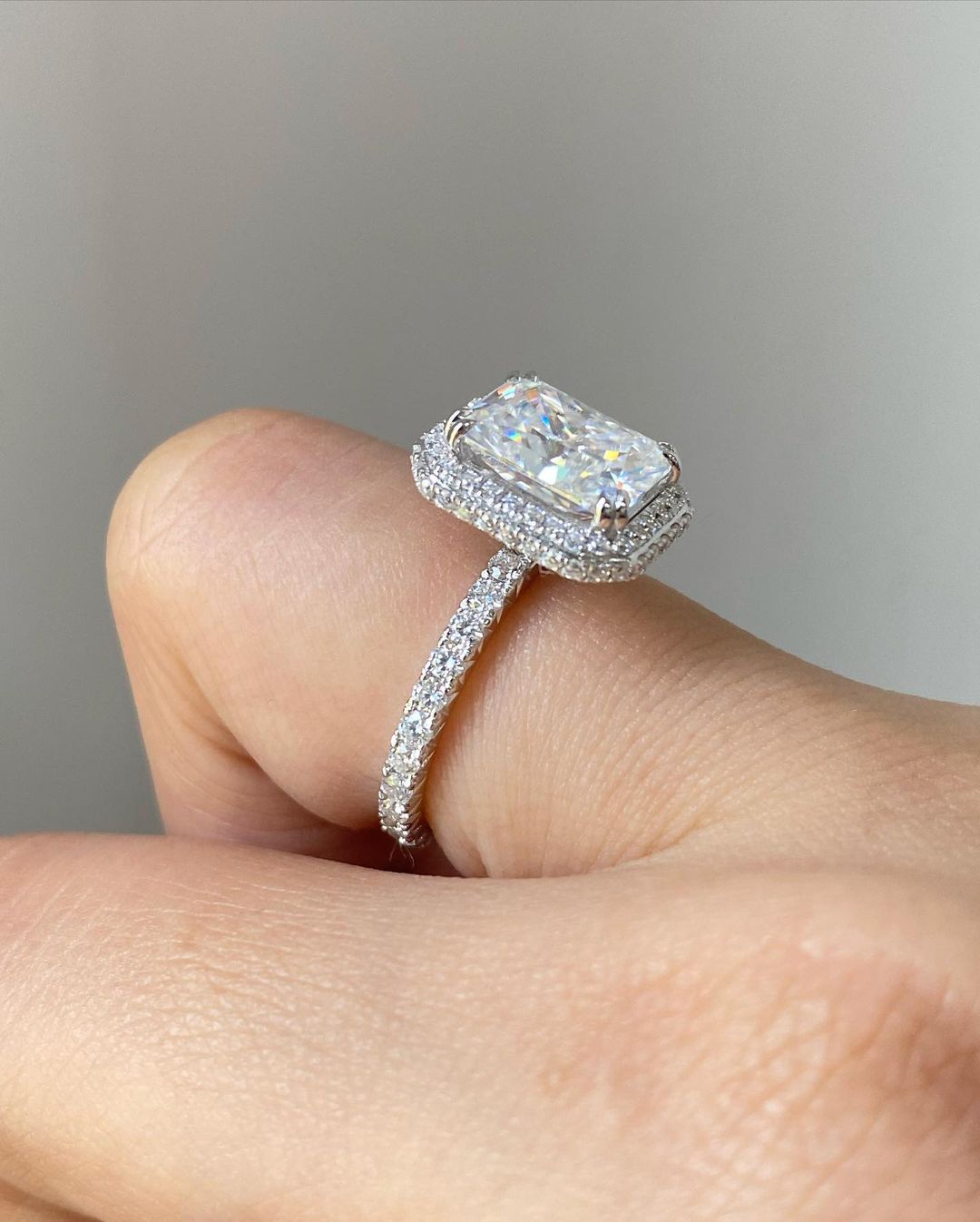 3.50Ct White Radiant Cut Halo Ring | Luxury Jewelry | Special Occasion Ring For Women
