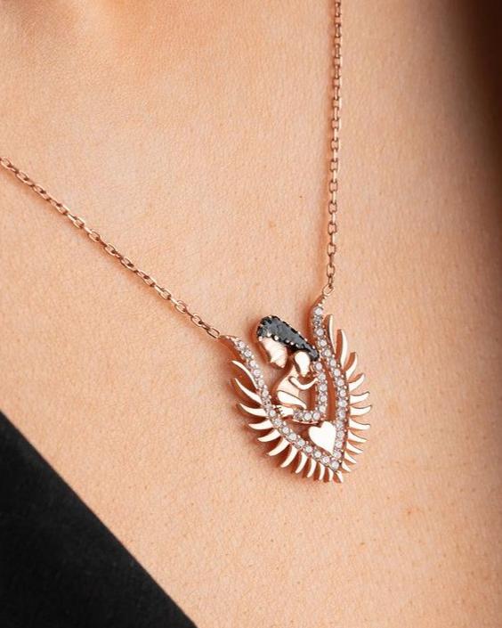 Mother And baby Design 1.80Ct White Round Cut Pave Pendant | Baby Shower Gift Pendant For Mother | Good News Gift Pendant