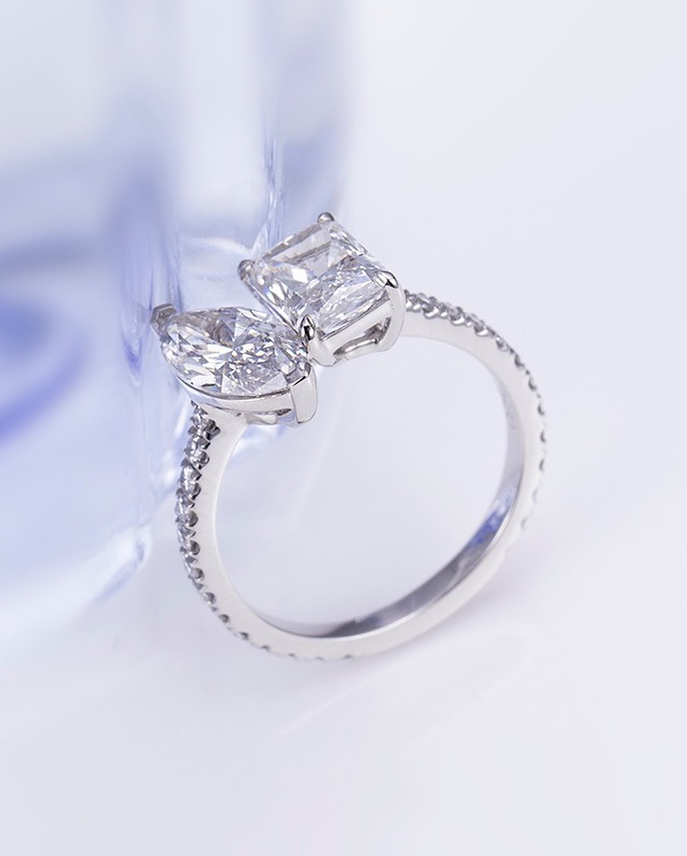 2.5Ct White Radiant And Marquise Cut Two Stone Ring | Engagement Ring For Fiancee | Proposal Ring | Toi Et Moi Ring