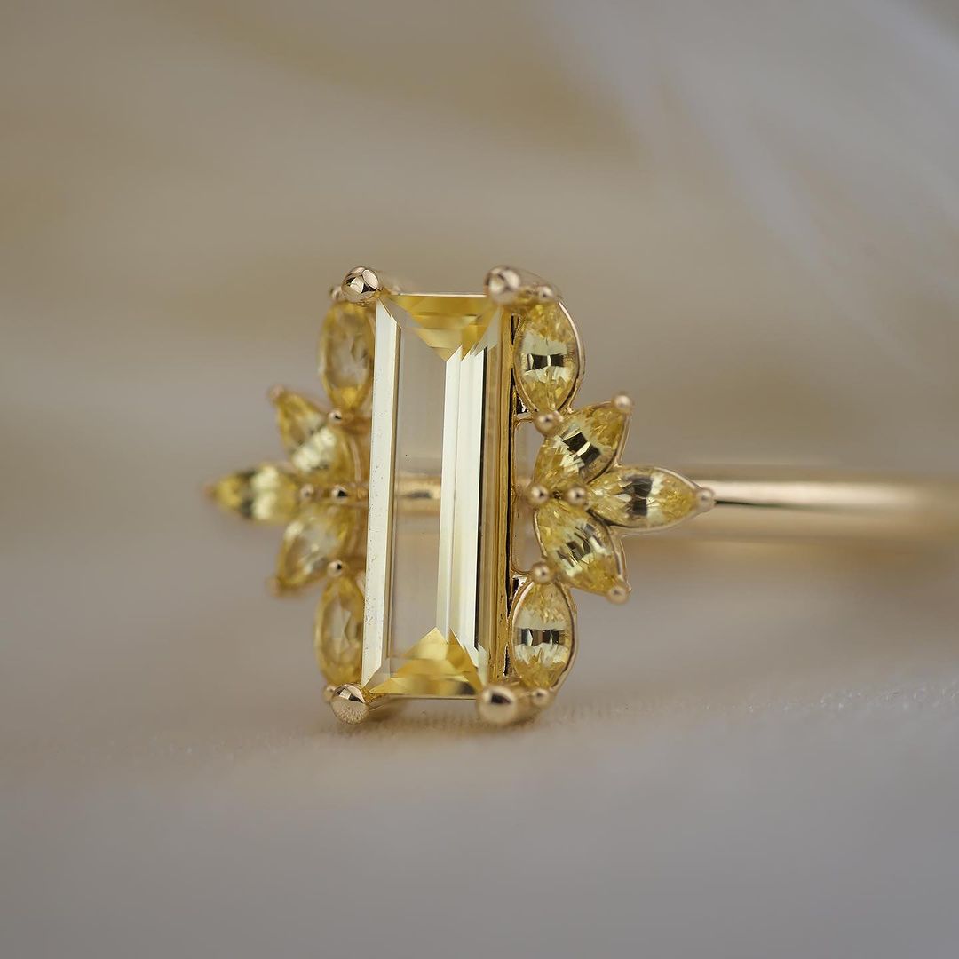 2.5Ct Canary Yellow Baguette Cut Solitaire Ring | Forever One Ring | Women Jewelry | Fashionable Ring