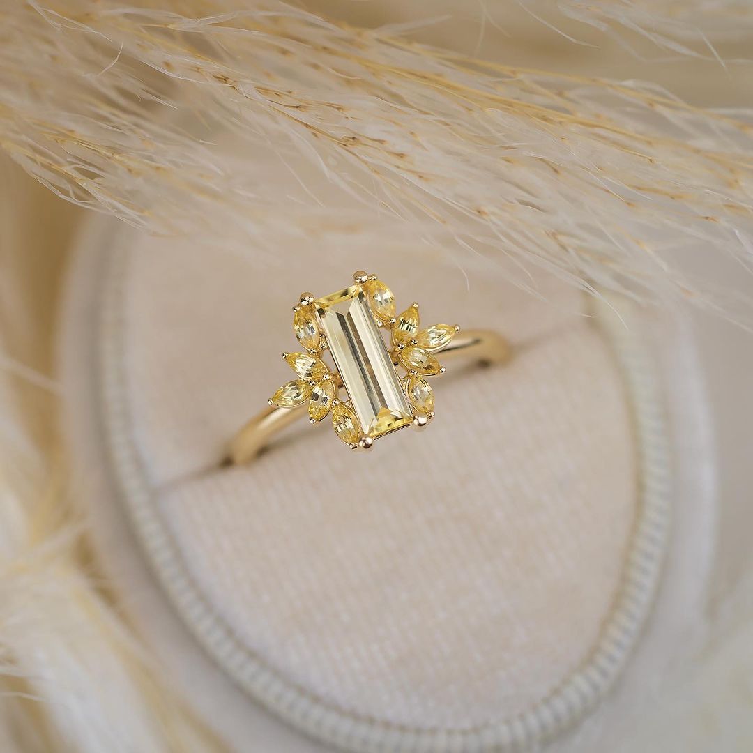 2.5Ct Canary Yellow Baguette Cut Solitaire Ring | Forever One Ring | Women Jewelry | Fashionable Ring