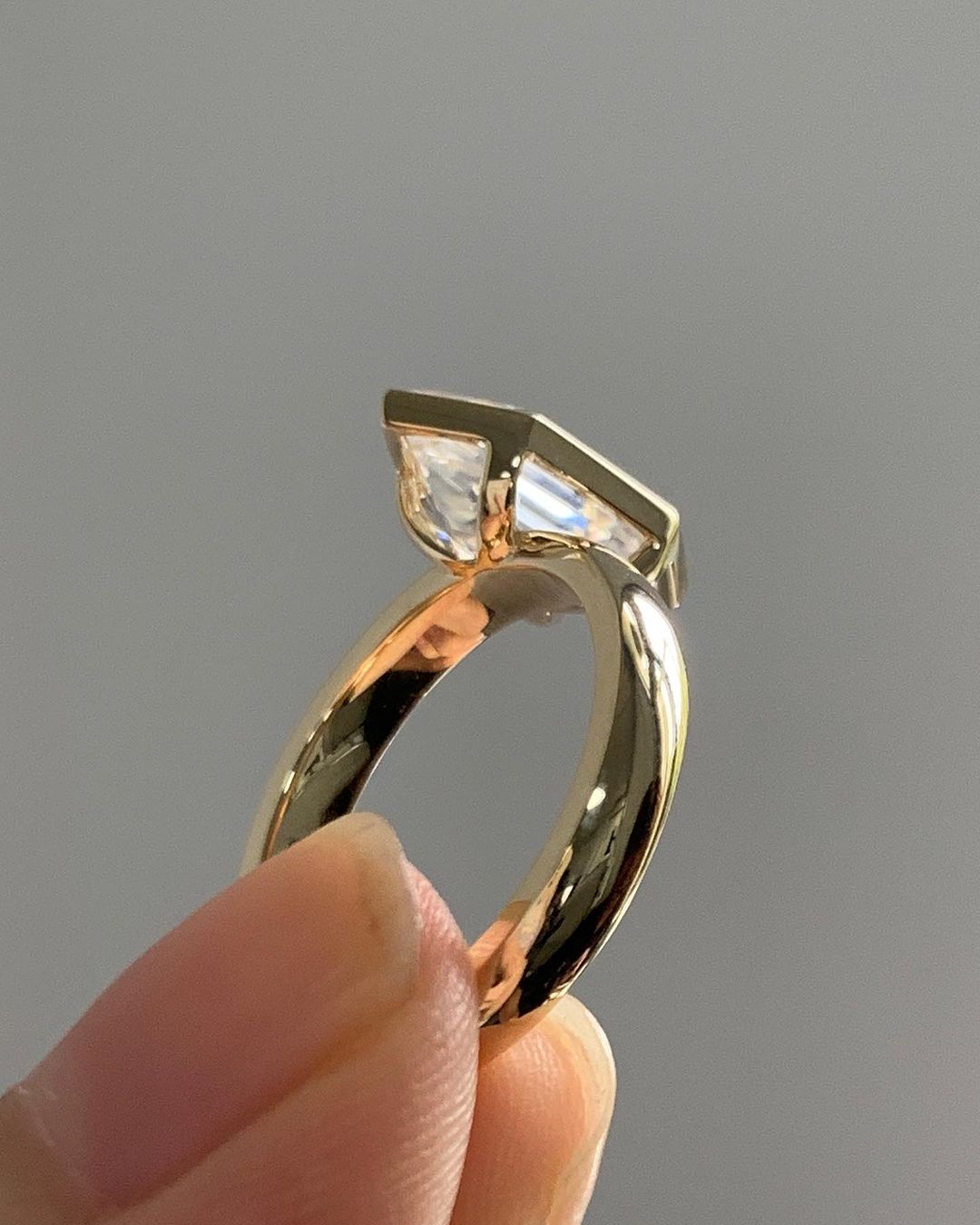 2.95Ct White Hexagon Cut Bezel Ring | Daily Wear Ring For Women | Trendy Solo Diamond Ring