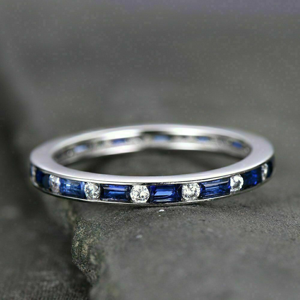 2.70Ct Blue Emerald Cut Full Eternity Band Ring | Daily Wear Band Ring | Timeless Design