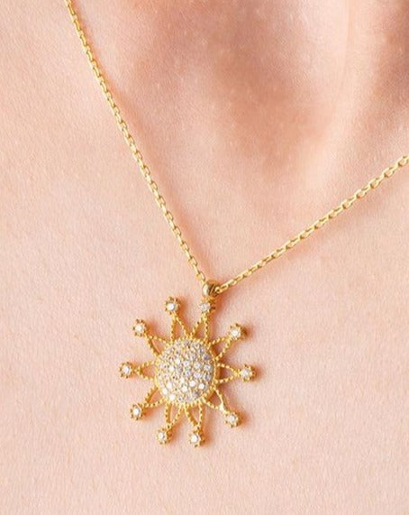 Sun Shape 2.77Ct White Round Cut Cluster Pendant | Special Event Pendant | Casual Wear Pendant | High Quality Jewelry
