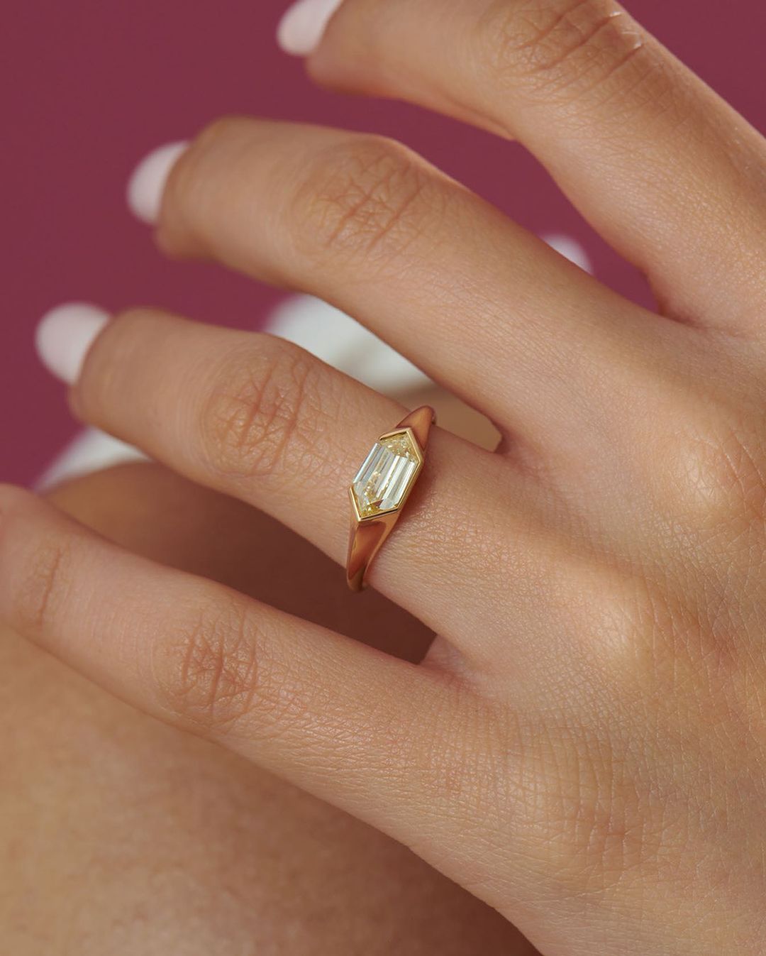 2.88Ct White Hexagon Cut Bezel Ring | Anniversary Gift Ring For Her | Timeless Design