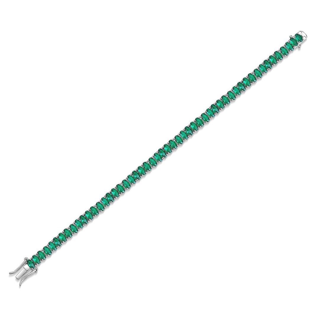 Green Oval Brilliant Cut Signity Diamond Tennis Bracelet For Women | Prong Set Cubic Zirconia Diamond Tennis Bracelet | Gift For Her