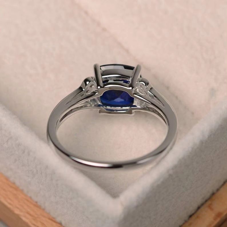 2.8CT Blue Cushion Cut Solitaire Ring | Split Shank Ring | Gift For Women | Wedding Ring For Bridal