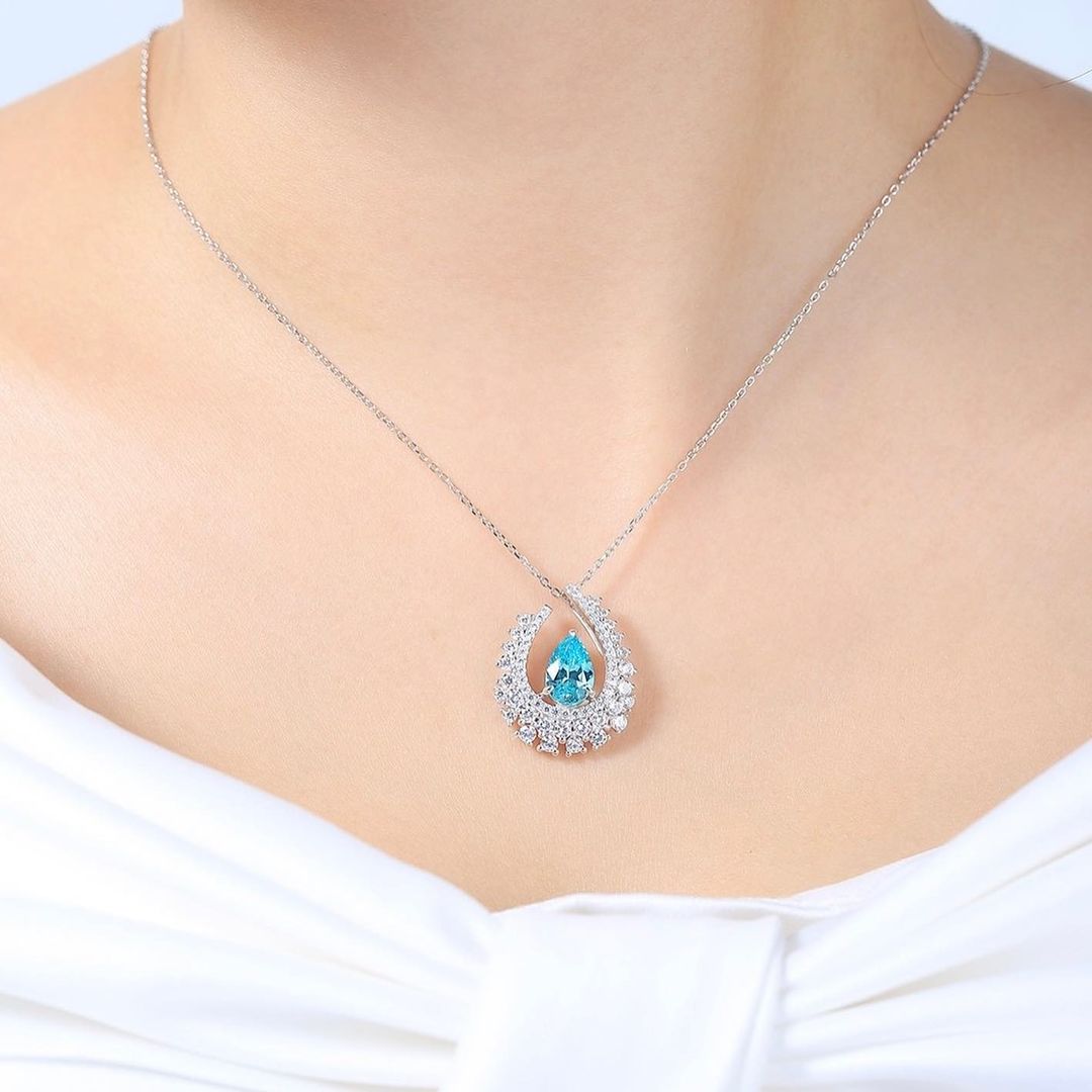 2.80Ct Aquamarine Color Pear Cut Solitaire Pendant | Party Wear Pendant | Designer Pendant For Women | High Quality Pendant