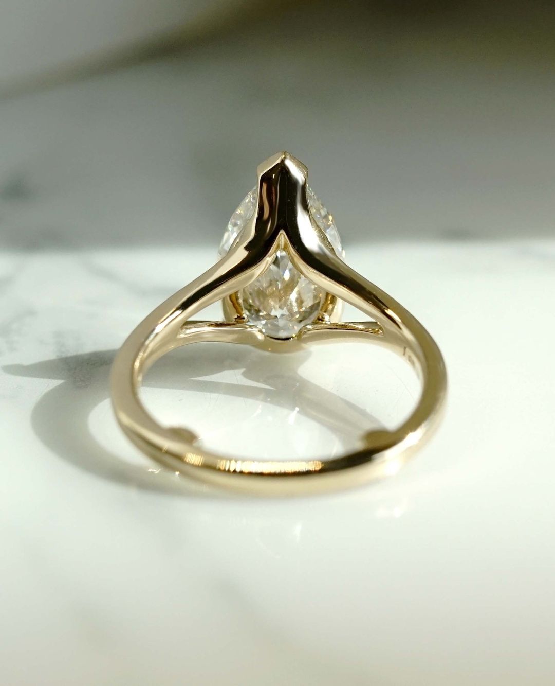 2.5Ct White Pear Cut Solitaire Ring | Split Shank Ring For Women | Delicate Solo Diamond Ring | Tear Drop Ring