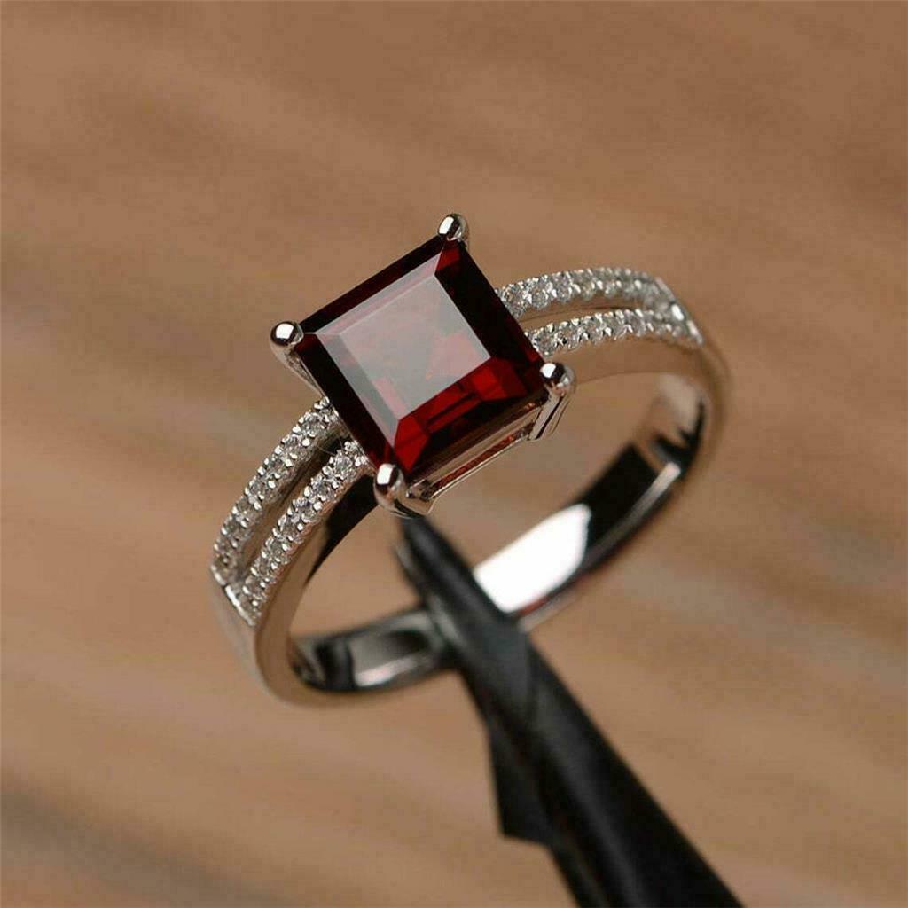 2.50Ct Red Princess Cut Solitaire Ring | Proposal Ring For Her| Daily Wear Ring For Women