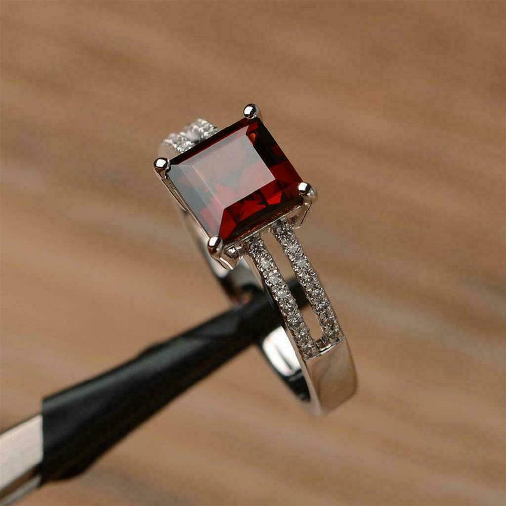 2.50Ct Red Princess Cut Solitaire Ring | Proposal Ring For Her| Daily Wear Ring For Women