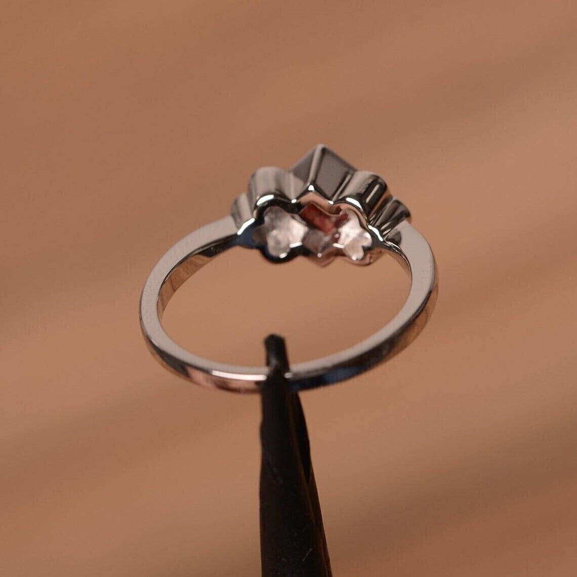 2.30Ct Red Princess Cut Bezel Ring | Proposal Ring | Daily Wear Ring | Classic Ring